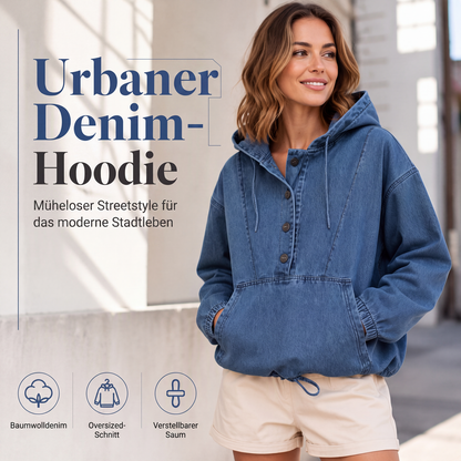 📢📢50%Rabatt!!!🎉✨Legere Jeans-Kapuzenjacke mit Knopfleiste für Damen