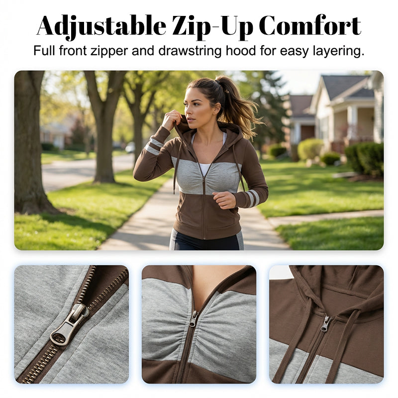 📢📢50%Rabatt!!!🎉✨2-teiliges Set aus Kapuzenpullover mit Reißverschluss und Leggings für Damen