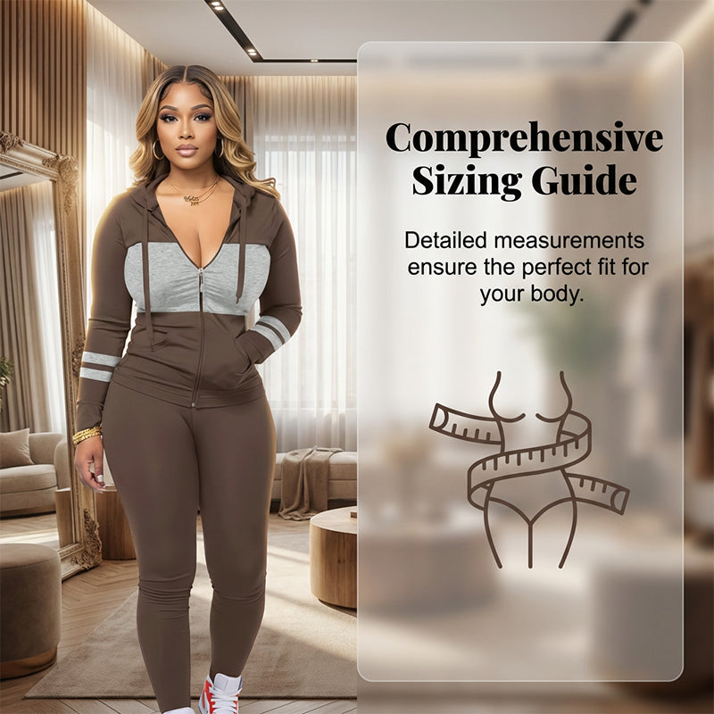 📢📢50%Rabatt!!!🎉✨2-teiliges Set aus Kapuzenpullover mit Reißverschluss und Leggings für Damen