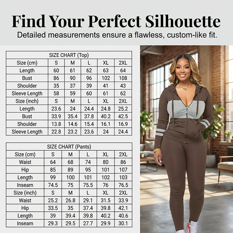 📢📢50%Rabatt!!!🎉✨2-teiliges Set aus Kapuzenpullover mit Reißverschluss und Leggings für Damen