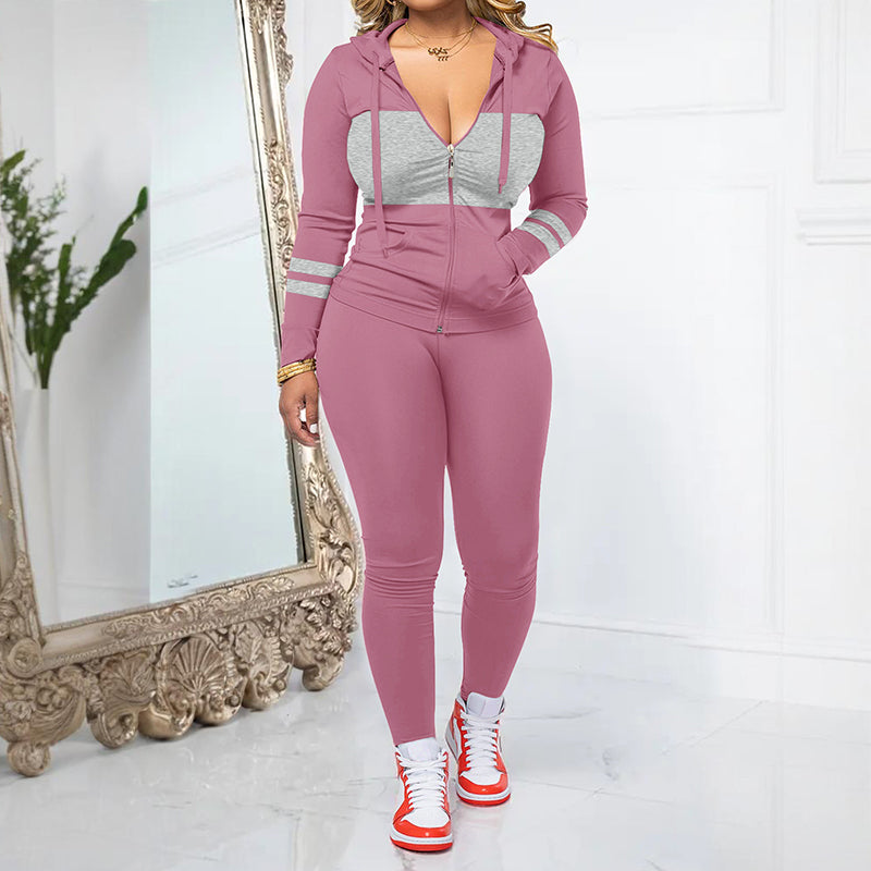 📢📢50%Rabatt!!!🎉✨2-teiliges Set aus Kapuzenpullover mit Reißverschluss und Leggings für Damen