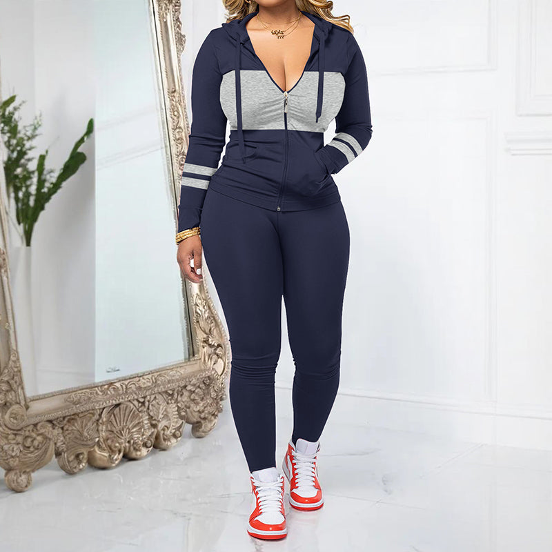 📢📢50%Rabatt!!!🎉✨2-teiliges Set aus Kapuzenpullover mit Reißverschluss und Leggings für Damen