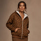 🔥Beliebtes Produkt ！✨Damen Hoodie mit Reißverschluss und Leopardenmuster