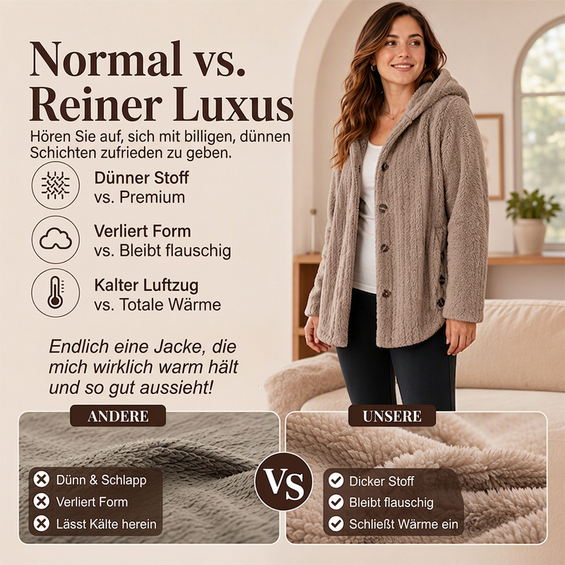 📢📢50%Rabatt!!!🎉✨Locker sitzende Plüschjacke mit Kapuze für Damen