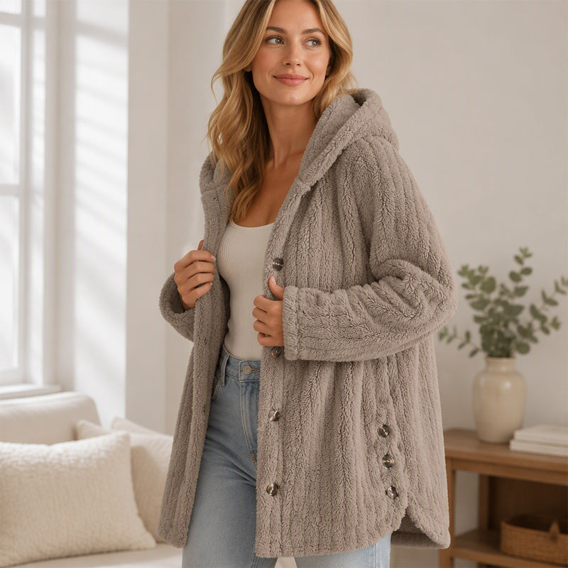 📢📢50%Rabatt!!!🎉✨Locker sitzende Plüschjacke mit Kapuze für Damen