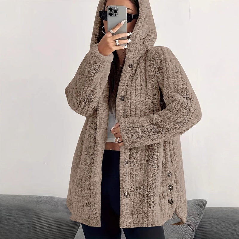 📢📢50%Rabatt!!!🎉✨Locker sitzende Plüschjacke mit Kapuze für Damen