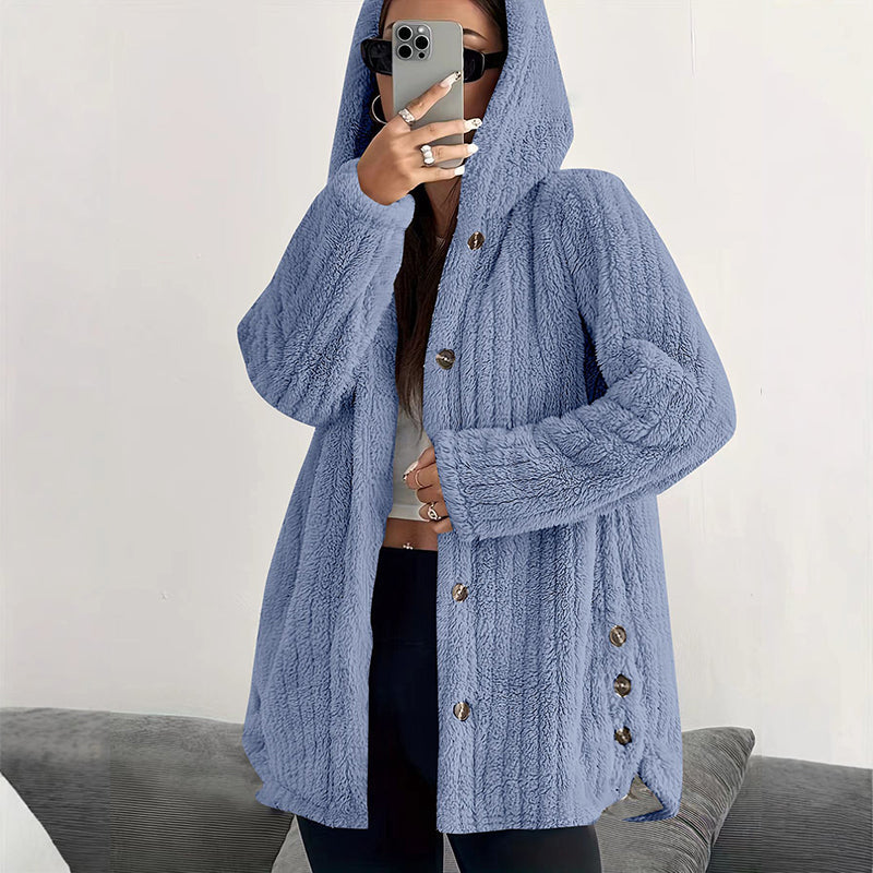 📢📢50%Rabatt!!!🎉✨Locker sitzende Plüschjacke mit Kapuze für Damen