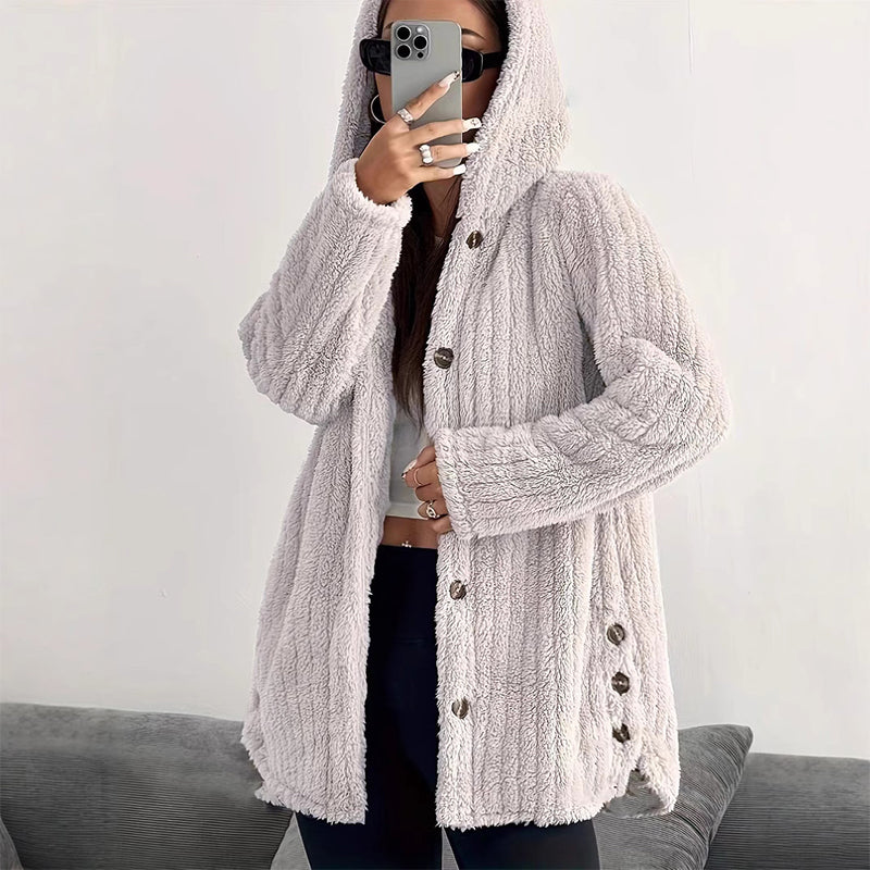 📢📢50%Rabatt!!!🎉✨Locker sitzende Plüschjacke mit Kapuze für Damen