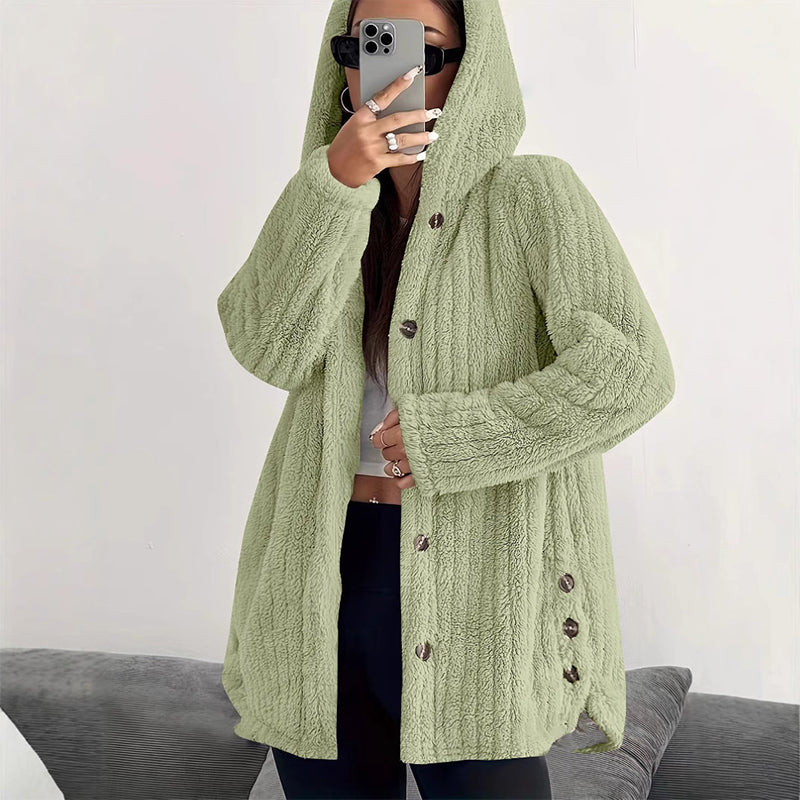 📢📢50%Rabatt!!!🎉✨Locker sitzende Plüschjacke mit Kapuze für Damen