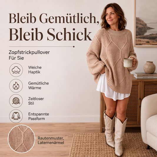 📢📢50%Rabatt!!!🎉✨Lockerer Zopfmuster-Pullover für Damen