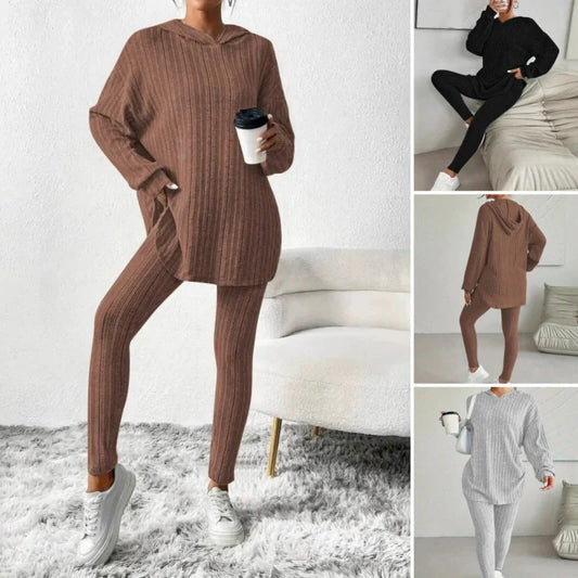 📢📢50%Rabatt!!!🎉✨Gemütliches zweiteiliges Set aus Kapuzenoberteil und Leggings für Damen