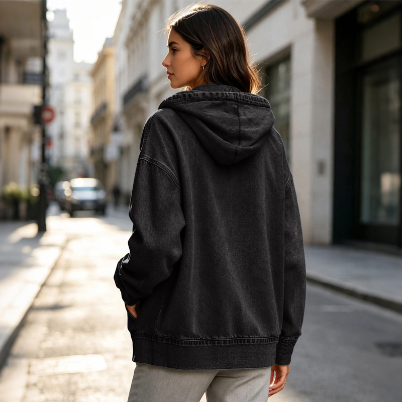 📢📢50%Rabatt!!!🎉✨ Lässiger Denim-Look mit mehr Layering-Freiheit – Damen Kapuzenjacke