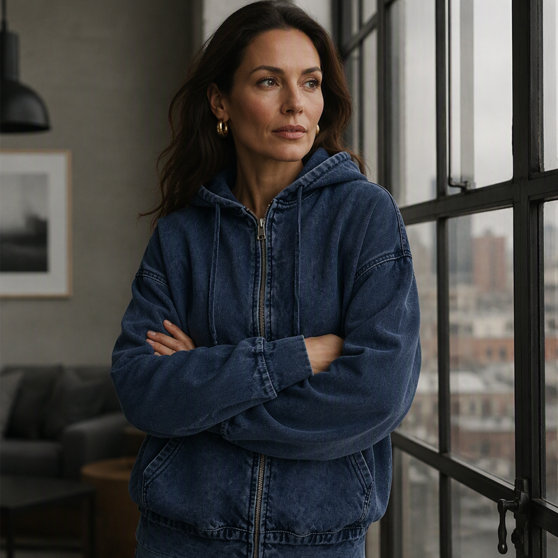 📢📢50%Rabatt!!!🎉✨ Lässiger Denim-Look mit mehr Layering-Freiheit – Damen Kapuzenjacke