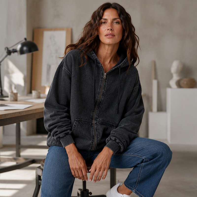 📢📢50%Rabatt!!!🎉✨ Lässiger Denim-Look mit mehr Layering-Freiheit – Damen Kapuzenjacke