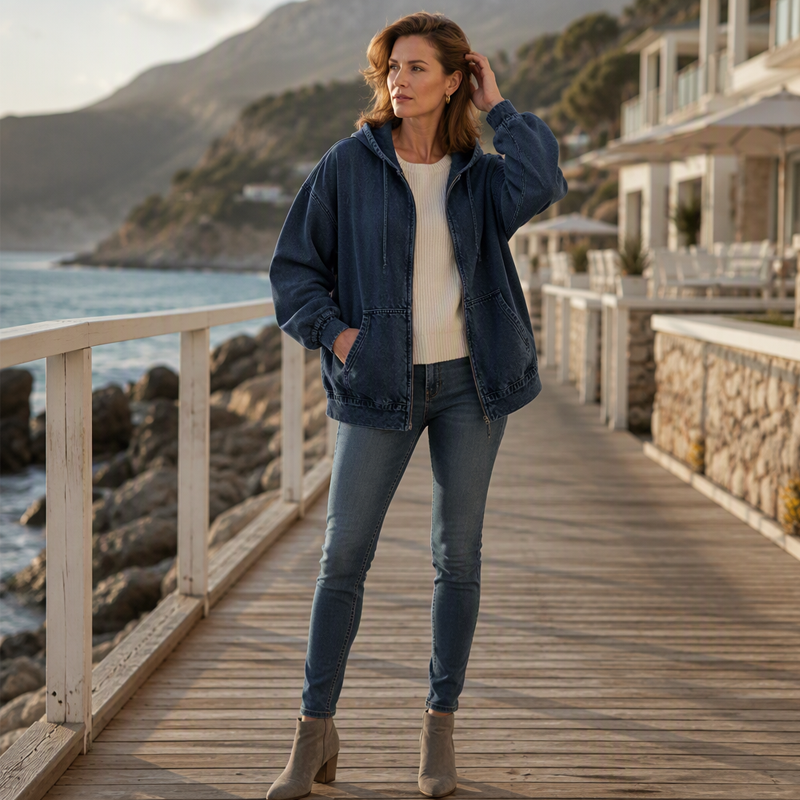 📢📢50%Rabatt!!!🎉✨ Lässiger Denim-Look mit mehr Layering-Freiheit – Damen Kapuzenjacke