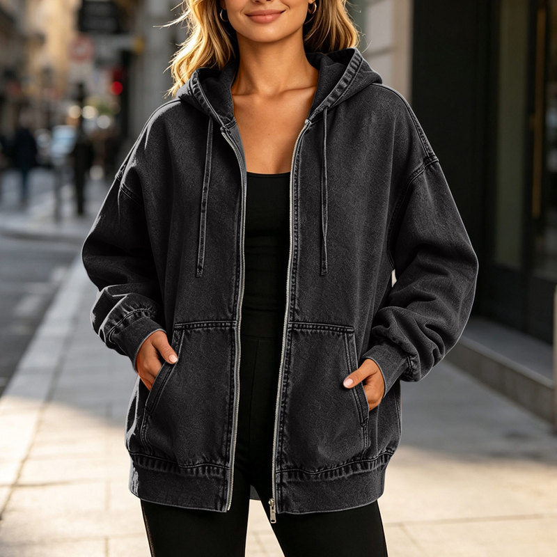 📢📢50%Rabatt!!!🎉✨ Lässiger Denim-Look mit mehr Layering-Freiheit – Damen Kapuzenjacke