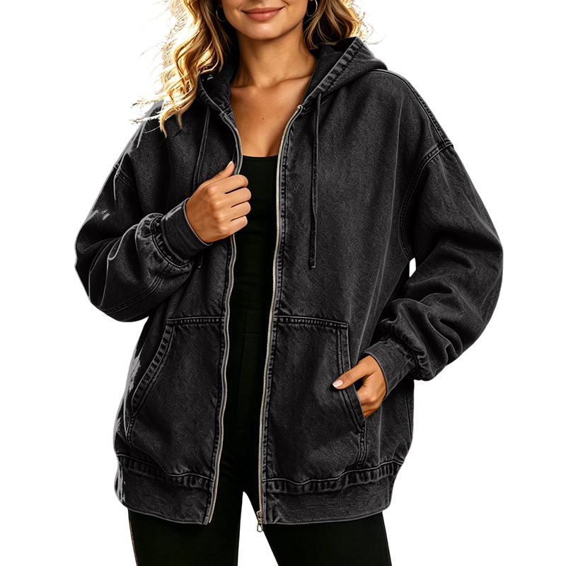 📢📢50%Rabatt!!!🎉✨ Lässiger Denim-Look mit mehr Layering-Freiheit – Damen Kapuzenjacke