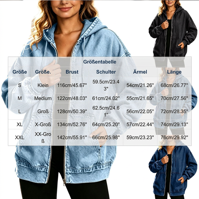 📢📢50%Rabatt!!!🎉✨ Lässiger Denim-Look mit mehr Layering-Freiheit – Damen Kapuzenjacke