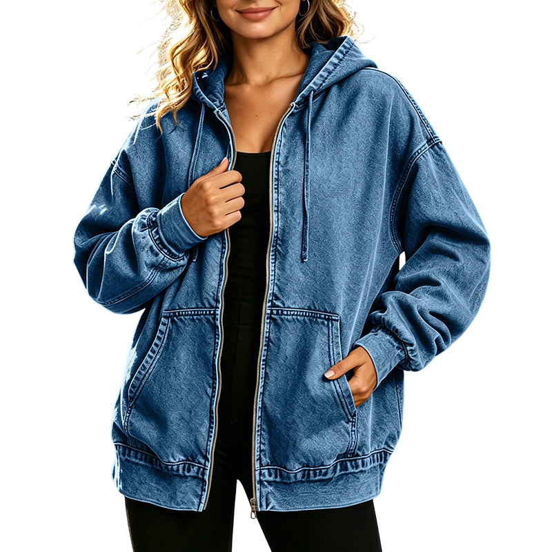 📢📢50%Rabatt!!!🎉✨ Lässiger Denim-Look mit mehr Layering-Freiheit – Damen Kapuzenjacke