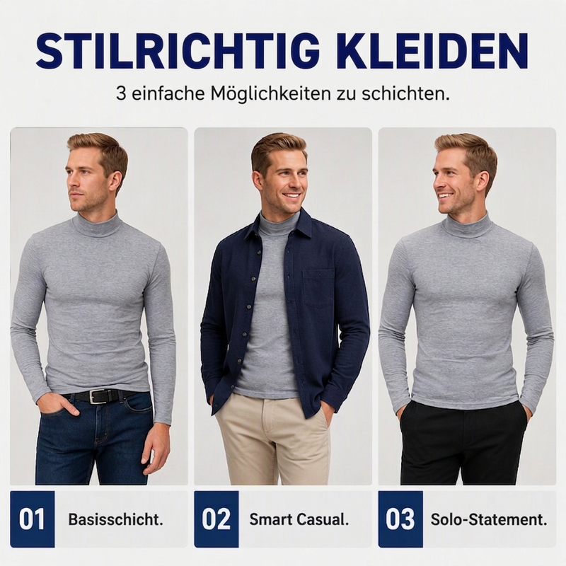📊 Über 200.000 Verkäufe – Dankeschön mit 50% Rabatt! Herren Slim-Fit Rollkragenoberteil