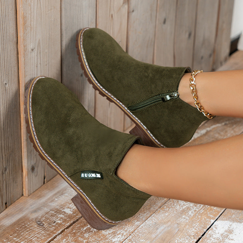 🔥Frühherbst -Hot -Umsatz 50%Rabatt 🔥Damen-Stiefeletten mit niedrigem Absatz und seitlichem Reißverschluss