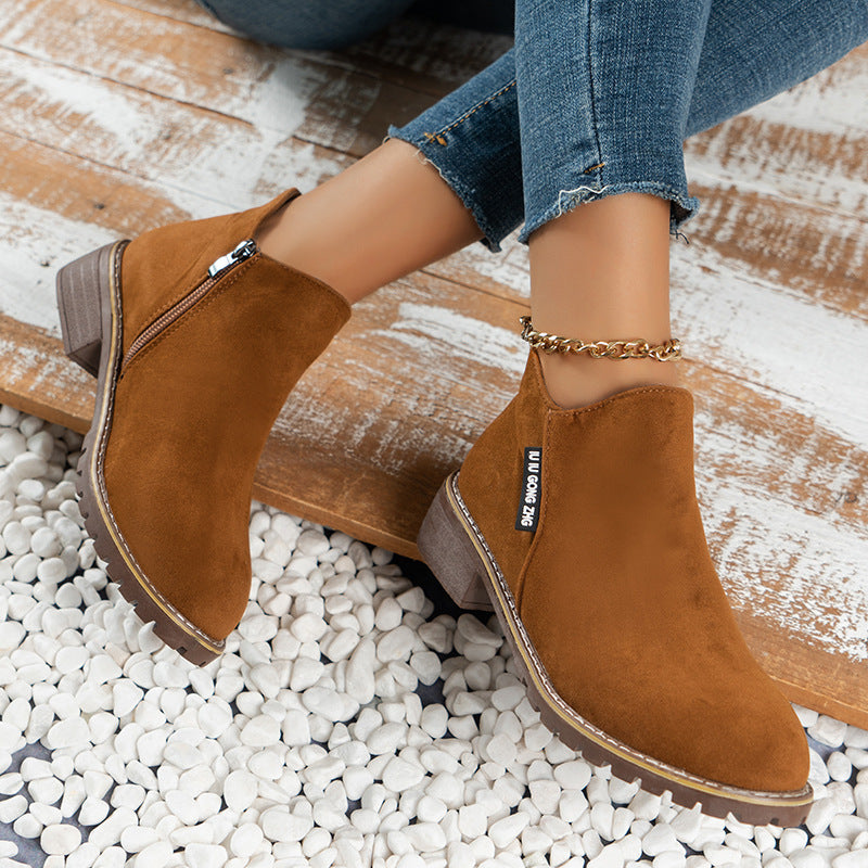 🔥Frühherbst -Hot -Umsatz 50%Rabatt 🔥Damen-Stiefeletten mit niedrigem Absatz und seitlichem Reißverschluss