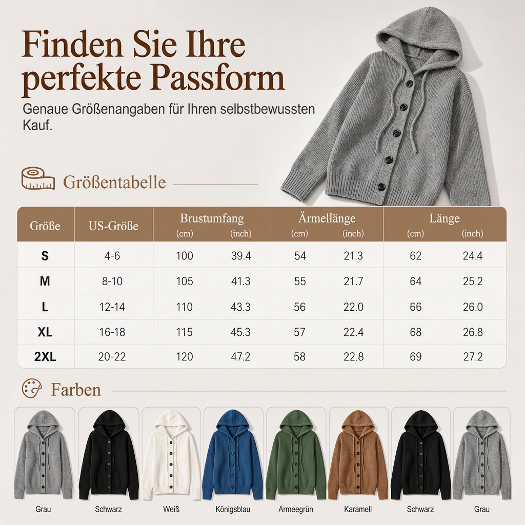 📢🎉50%Rabatt!!!🛍️✨Damen-Strickcardigan mit Kapuze und Kordelzug, einfarbig
