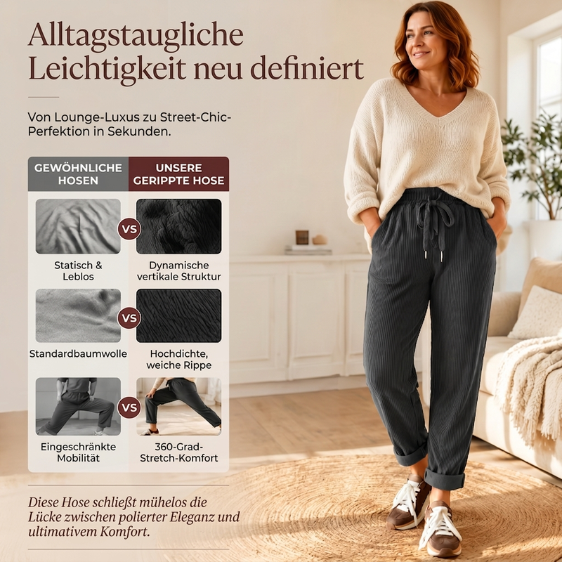📢📢50% Rabatt!!! 🎉✨ Legere gerippte Damenhose mit Kordelzug in der Taille