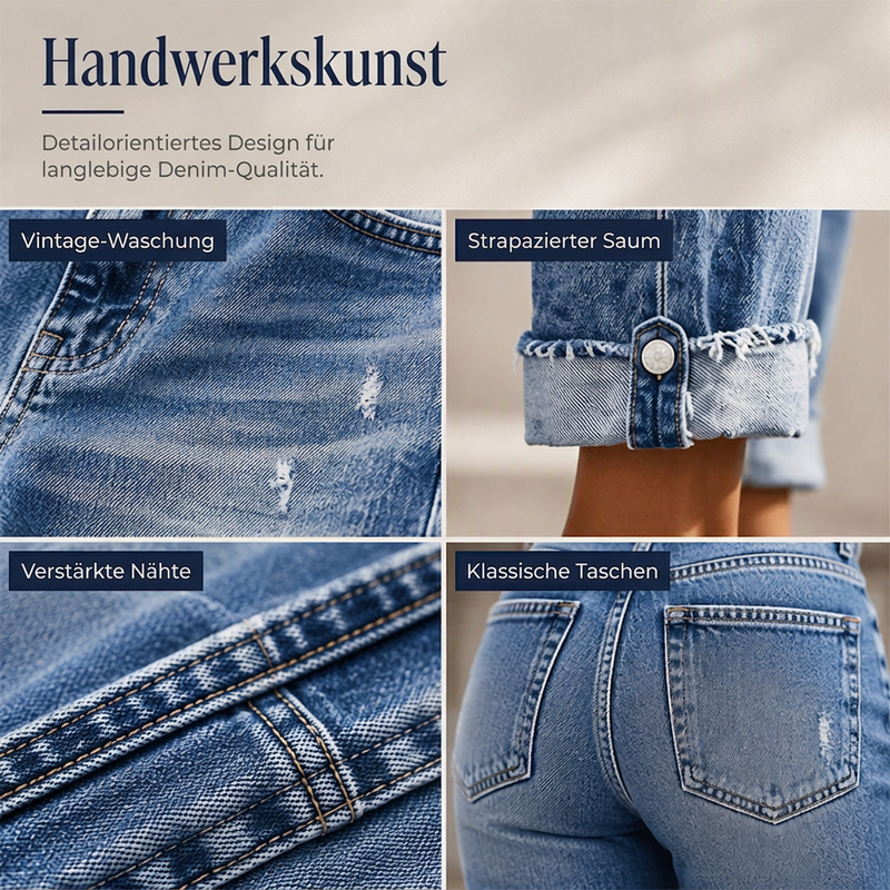 🔥Beliebtes Produkt ！✨Damen-Jeans mit geradem Bein und Destroy-Effekten im Casual-Stil