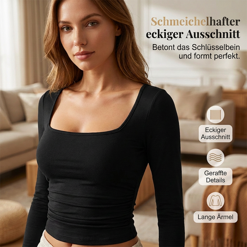 📢📢50%Rabatt!!!🎉✨Damen-Set mit eckigem Ausschnitt und weitem Bein