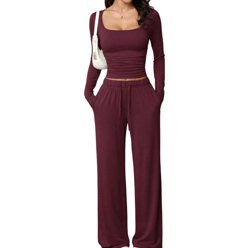 📢📢50%Rabatt!!!🎉✨Damen-Set mit eckigem Ausschnitt und weitem Bein