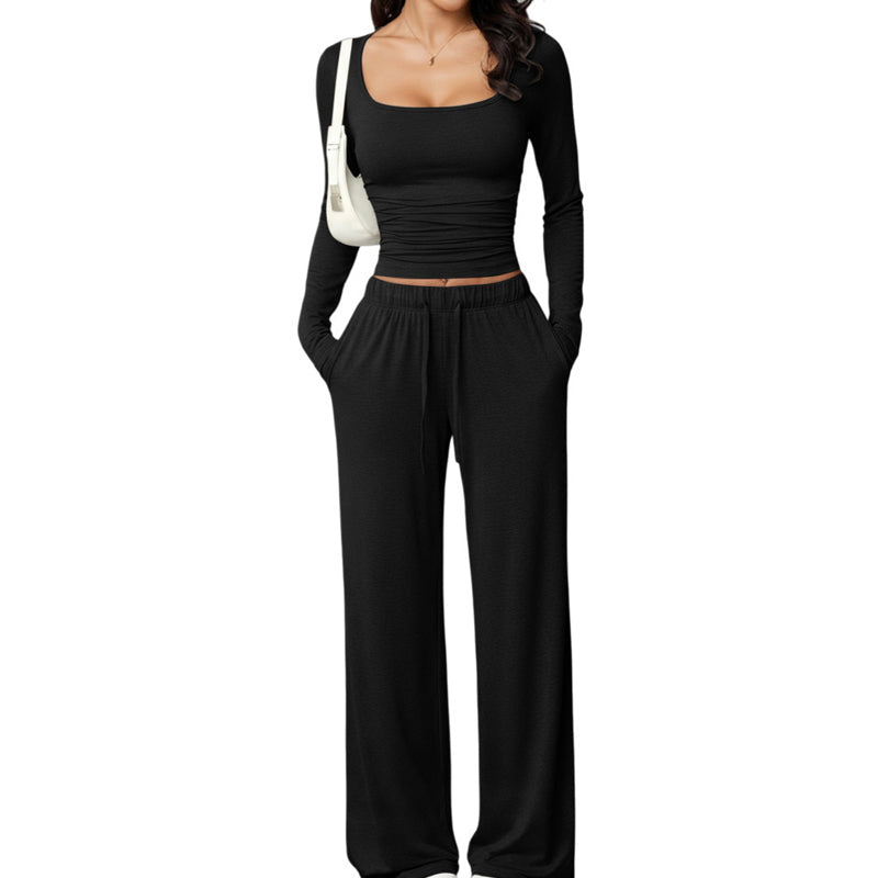 📢📢50%Rabatt!!!🎉✨Damen-Set mit eckigem Ausschnitt und weitem Bein