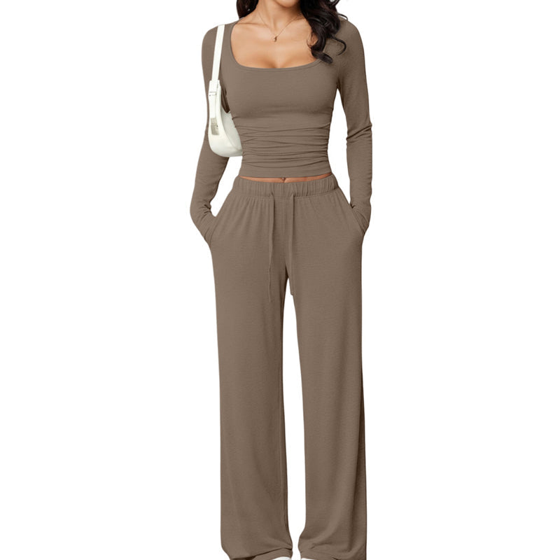 📢📢50%Rabatt!!!🎉✨Damen-Set mit eckigem Ausschnitt und weitem Bein