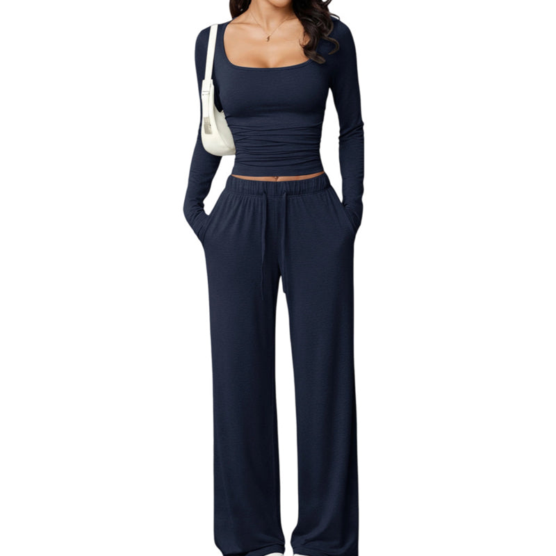 📢📢50%Rabatt!!!🎉✨Damen-Set mit eckigem Ausschnitt und weitem Bein