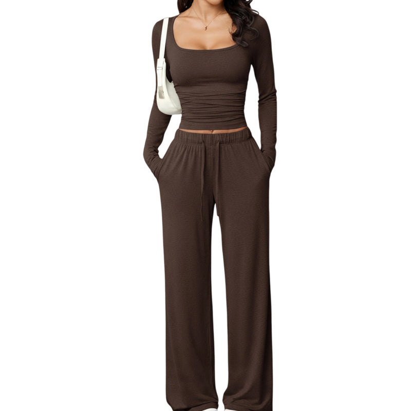 📢📢50%Rabatt!!!🎉✨Damen-Set mit eckigem Ausschnitt und weitem Bein