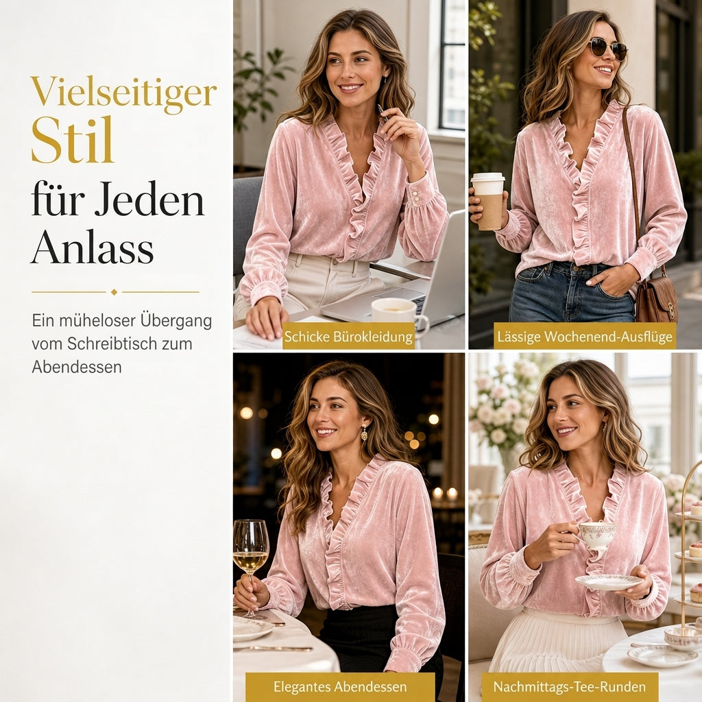🔥Beliebtes Produkt ！✨Elegante Samtbluse mit langen Ärmeln für Damen