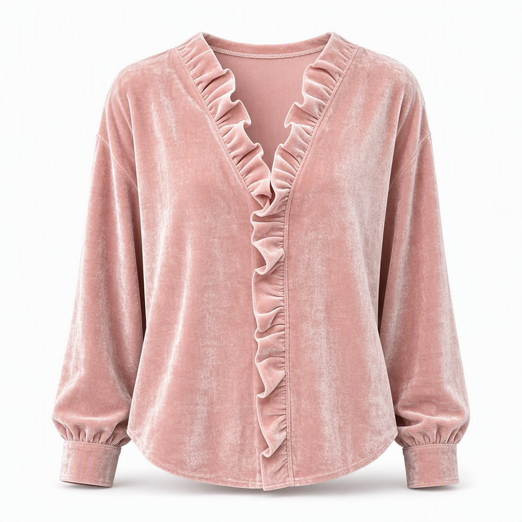 🔥Beliebtes Produkt ！✨Elegante Samtbluse mit langen Ärmeln für Damen