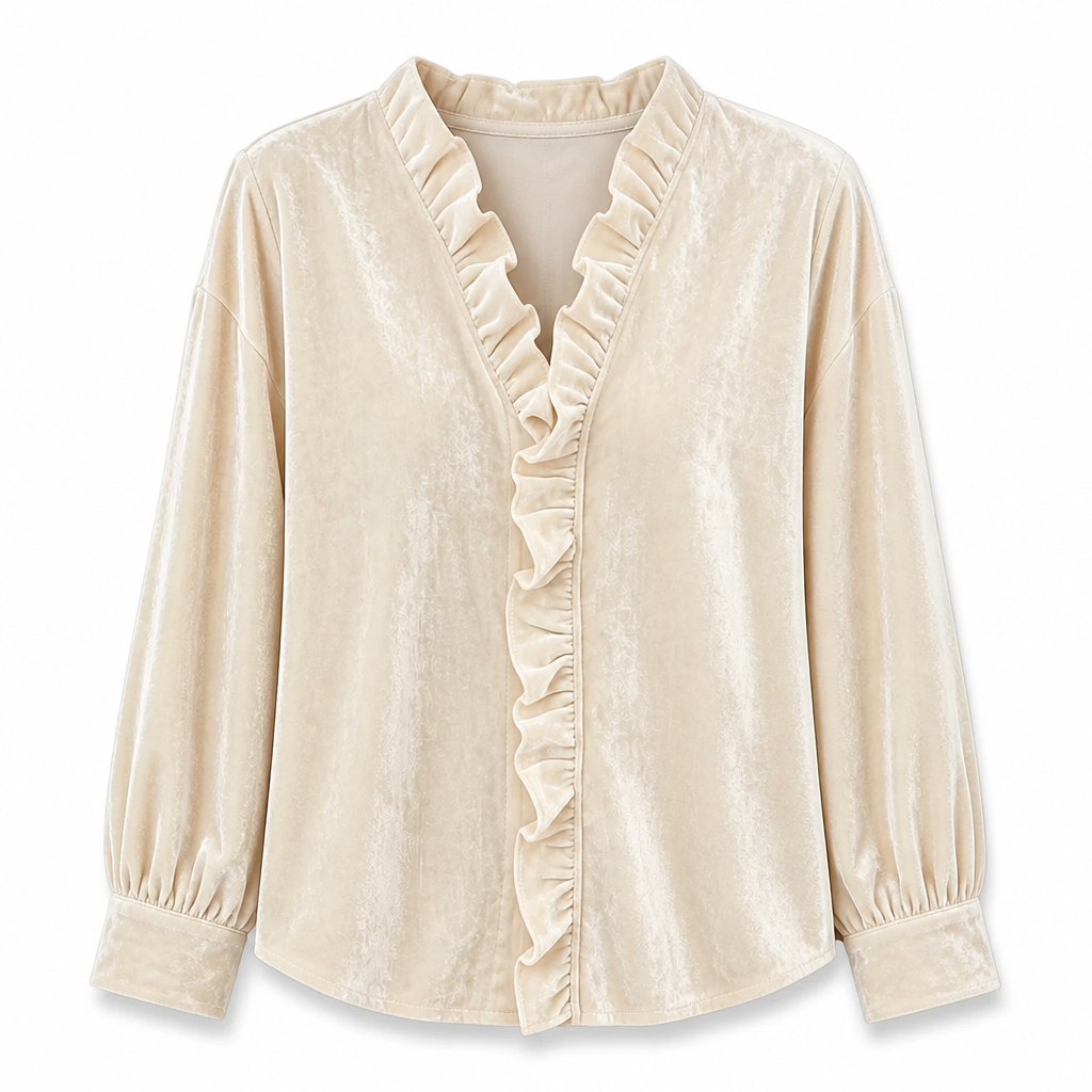 🔥Beliebtes Produkt ！✨Elegante Samtbluse mit langen Ärmeln für Damen