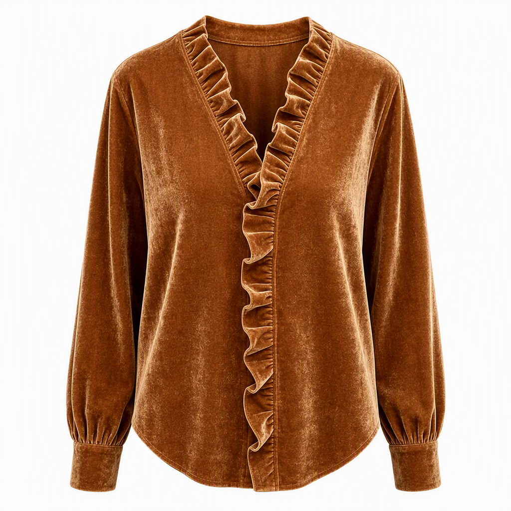 🔥Beliebtes Produkt ！✨Elegante Samtbluse mit langen Ärmeln für Damen