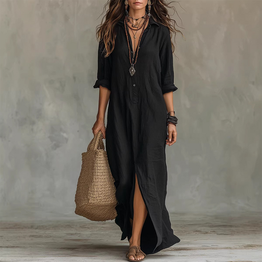 📢📢50%Rabatt!!!🎉✨Legeres Maxikleid in lockerer Passform mit Frontschlitz