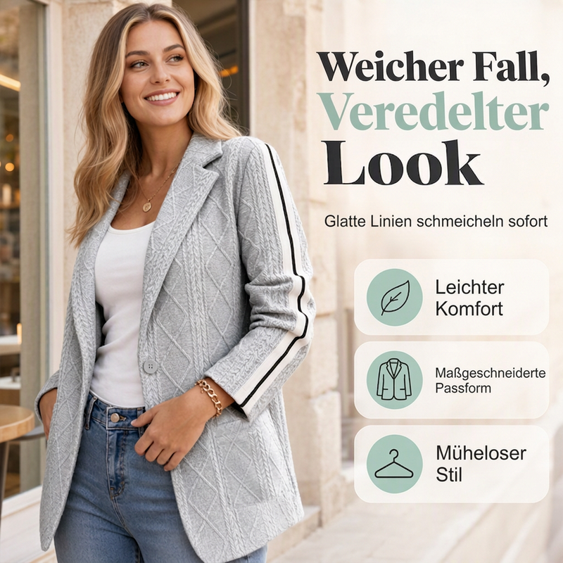 🔥Beliebtes Produkt ！✨Damen-Blazer mit Zopfmuster und Seitenstreifen