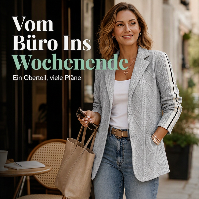 🔥Beliebtes Produkt ！✨Damen-Blazer mit Zopfmuster und Seitenstreifen