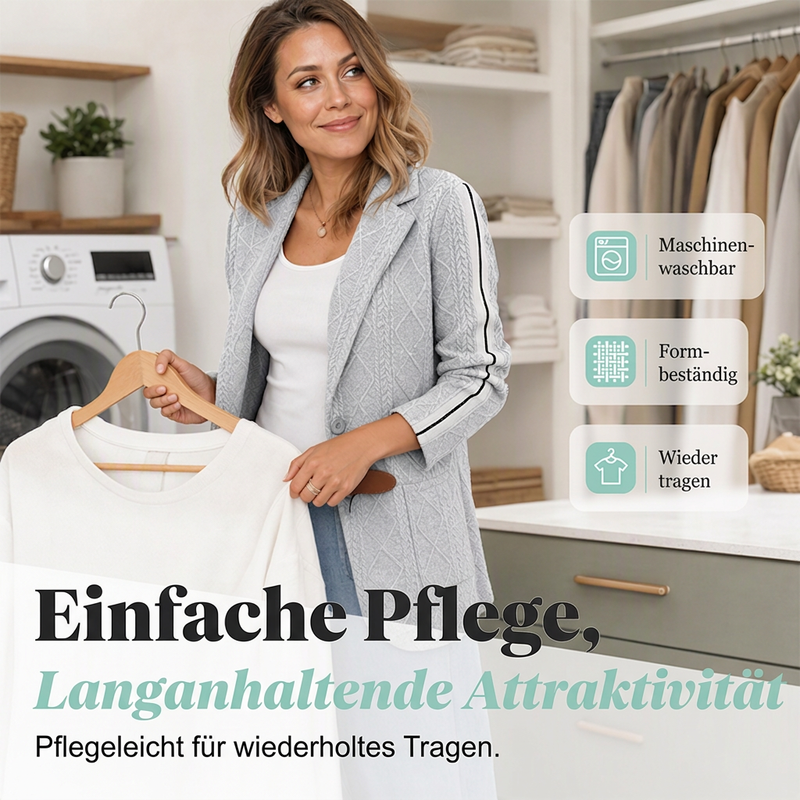🔥Beliebtes Produkt ！✨Damen-Blazer mit Zopfmuster und Seitenstreifen