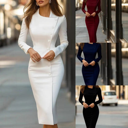 📢📢50%Rabatt!!!🎉✨Elegantes asymmetrisches Einreiher-Kleid für Damen