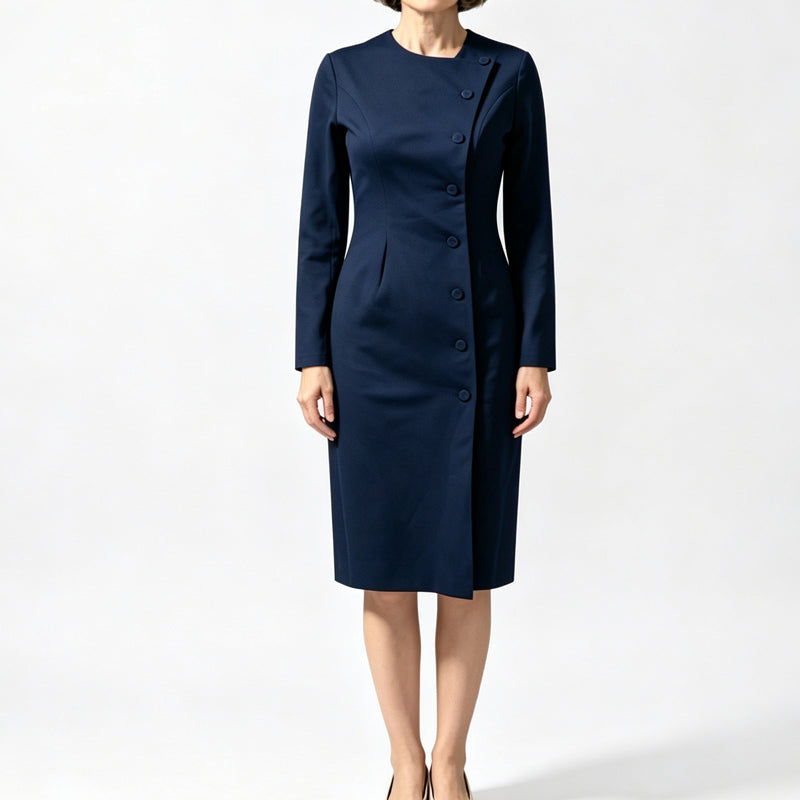 📢📢50%Rabatt!!!🎉✨Elegantes asymmetrisches Einreiher-Kleid für Damen