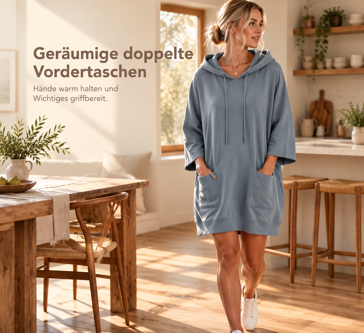 🔥Beliebtes Produkt ！✨Lässiges einfarbiges Kapuzensweatshirt für Damen