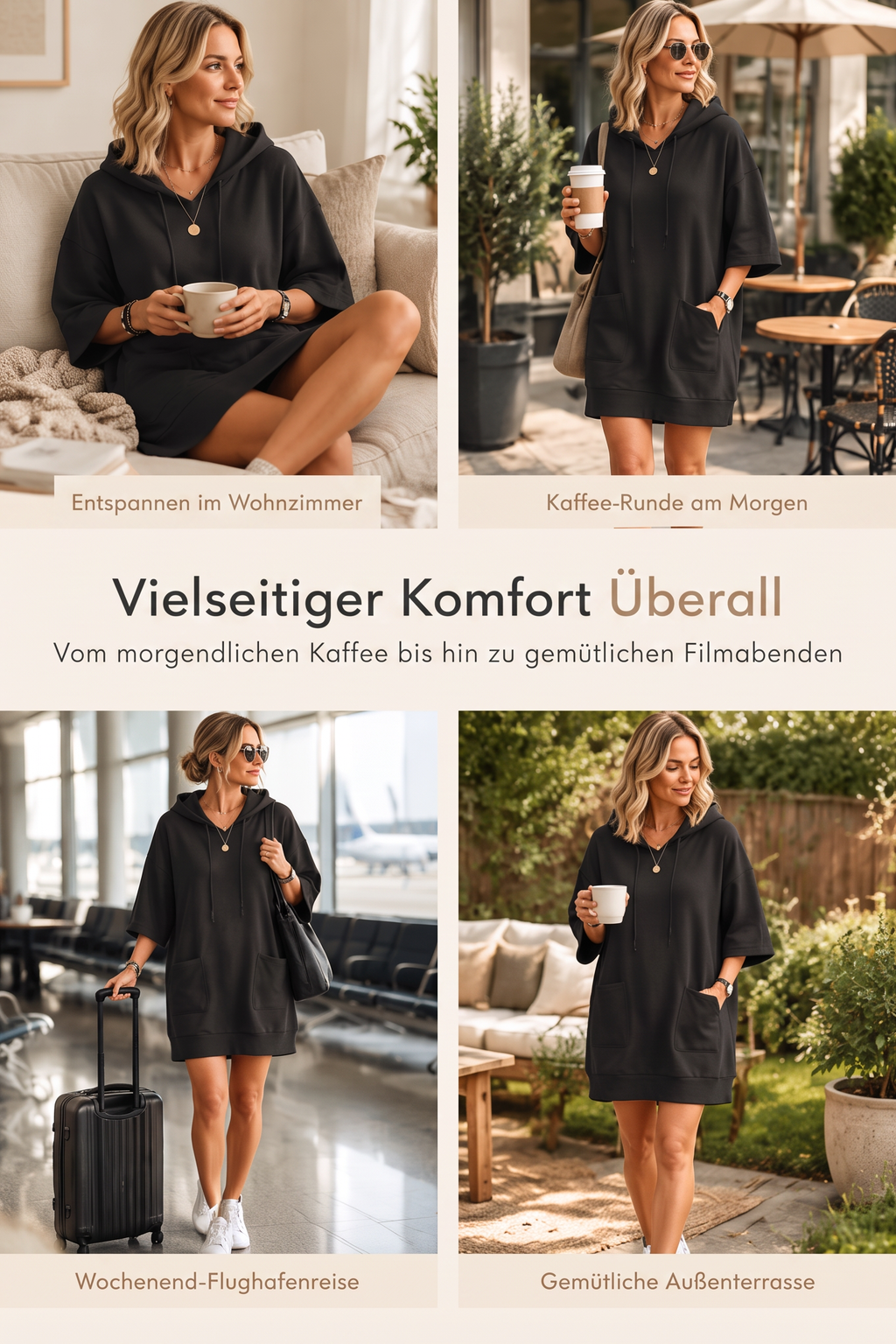 🔥Beliebtes Produkt ！✨Lässiges einfarbiges Kapuzensweatshirt für Damen
