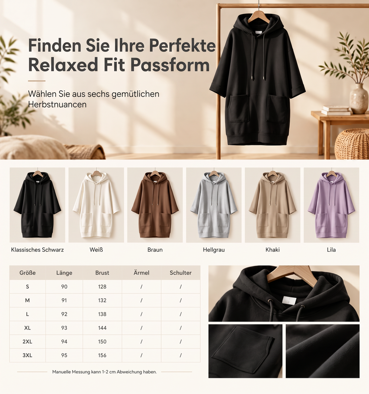 🔥Beliebtes Produkt ！✨Lässiges einfarbiges Kapuzensweatshirt für Damen