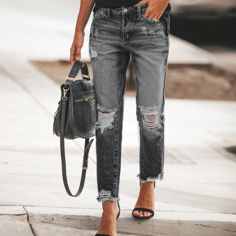📢📢50%Rabatt!!!🎉✨Vintage-Jeans mit Rissen und geradem Bein für Damen