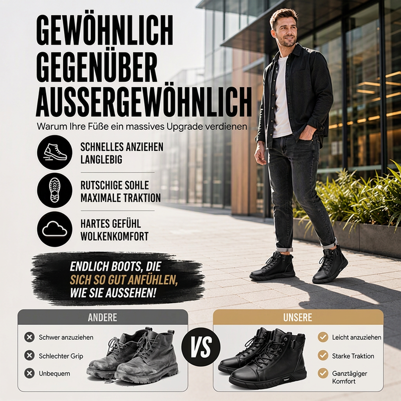 🔥Beliebtes Produkt ！✨Wasserdichte Kampfstiefel aus echtem Leder für Herren